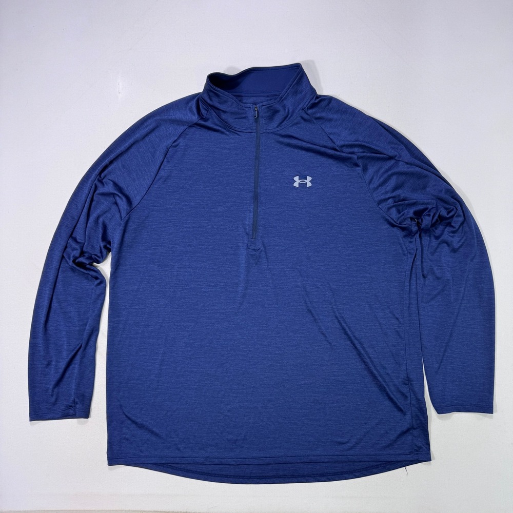 Under Armour Mens 3XL Blue Tech 2.0 1/2 Zip Training Gym Shirt Performance